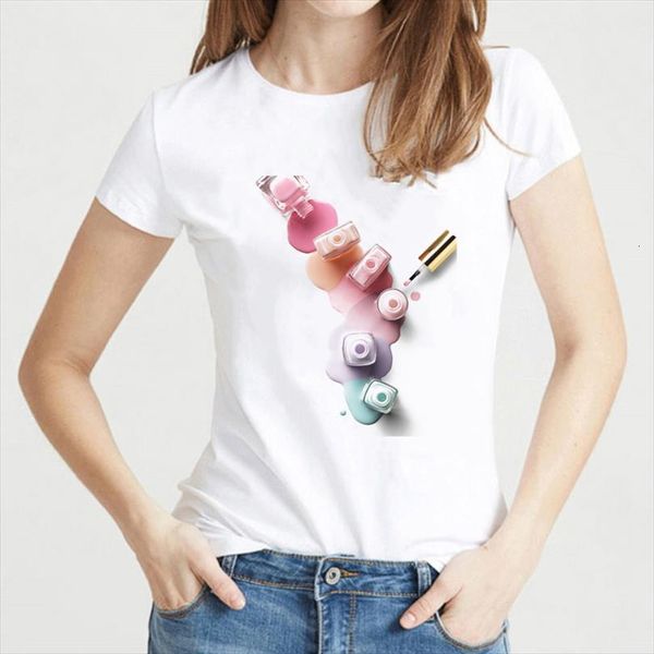 

vogue funny men watercolor nail t shirts mens polish femme harajuku 90s kawaii female shirt, White;black