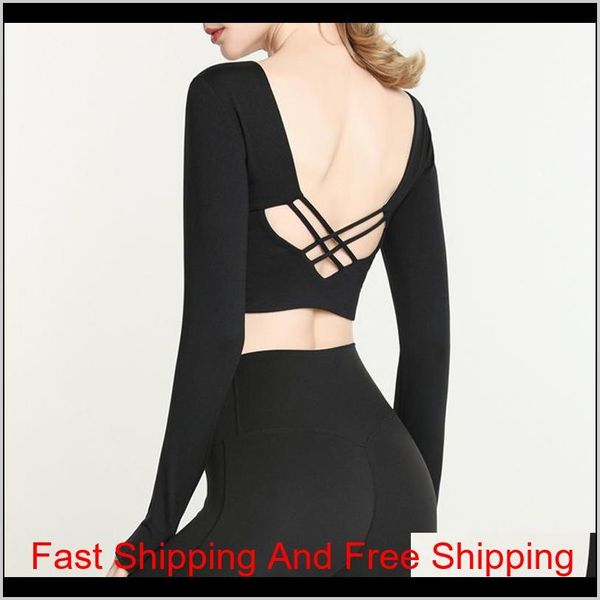 

lu lu yoga running sport long sleeve yoga suit with chest pad women's short tight gym fitness hollow out qyllyx five2010, White;red