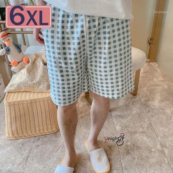 

plus size summer shorts pants for men women couple plaid sleep bottoms 100% cotton 2021 pant lounge men's sleepwear, Black;brown