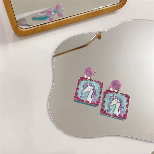 

dangle & chandelier acrylic colorful horse print women summer earring, Silver