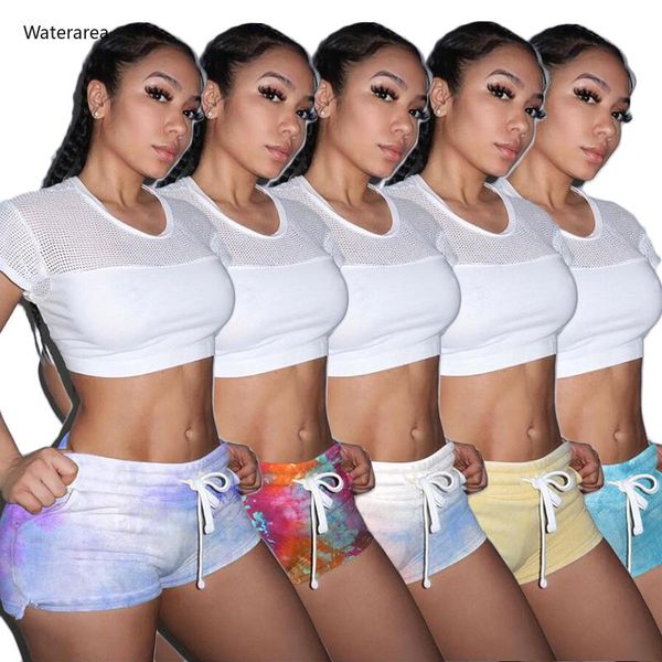 

2021 summer fashion women tie dye print short leggings sweatpants sporty casual elastic shorts, White;black