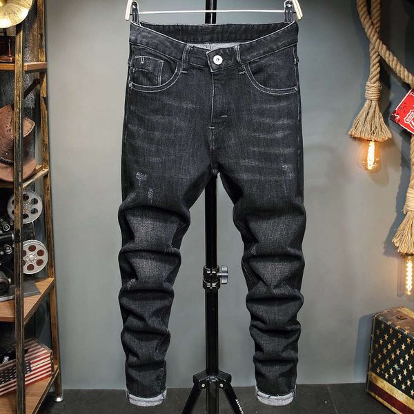

2021new black fleece jeans in autumn and winter, Blue