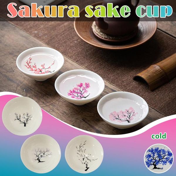 

bowls color changing japanese sake cup ceramic bowl cold water changes tableware flower pattern white