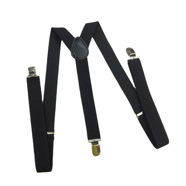 

children adjustable solid suspenders boy belts black braces kids strap clip m3844