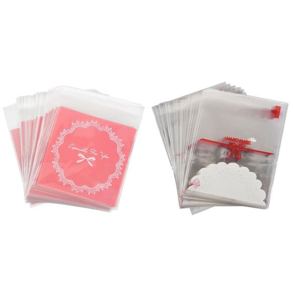 

200 pcs bowknot opp self adhesive cookie bakery candy biscuit roasting treat gift plastic bag (purple& bowknot design)