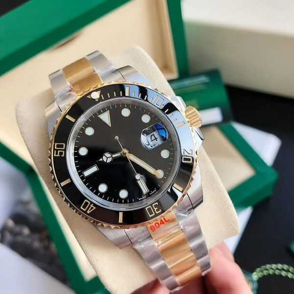 

men's watch green blue ceramic dial automatic mechanical date waterproof luminous sapphire stainless steel, Slivery;brown