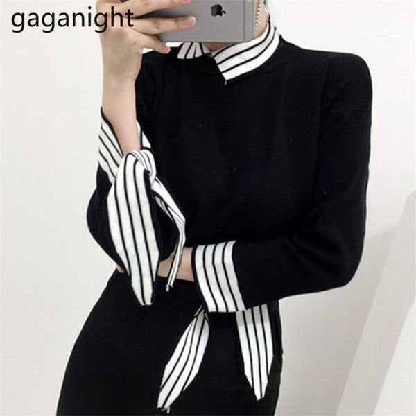 

knitted patchwork women sweater fashion korean lady chic pullover outwear ropa mujers slim sweaters autumn winter 210601, White