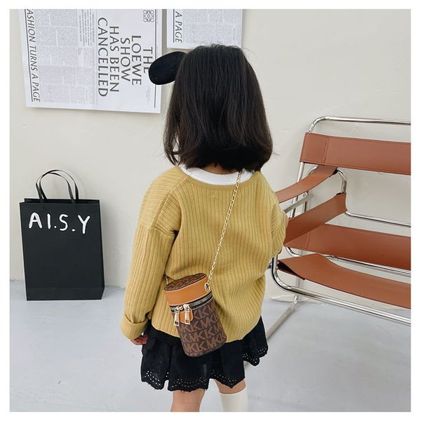 

designer girls handbags autumn winter leopard print mini purse for kids children small cylinder accessories change wallet lipstick small bag, Black