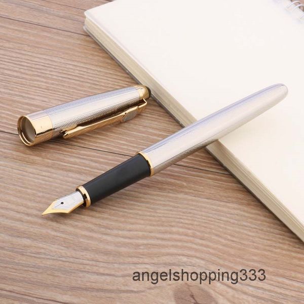 

luxury filling jinhao 165 silver strip gold trim medium nib business and office