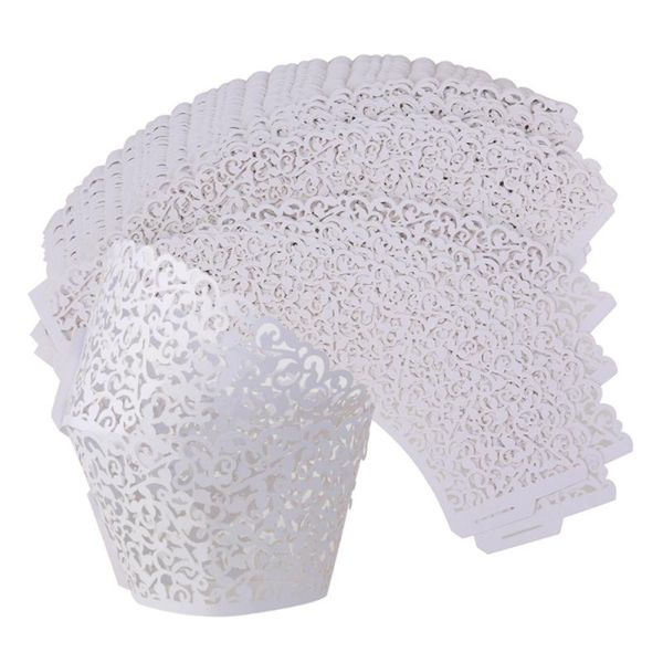 

other festive & party supplies 50pcs vine filigree lace cupcake wrapper wraps liner wedding cake decoartion (white)