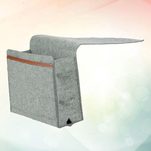 

storage bags 1pc housedhold sofa bedside felt hanging bag pouch oragnizer holder for home (light grey)