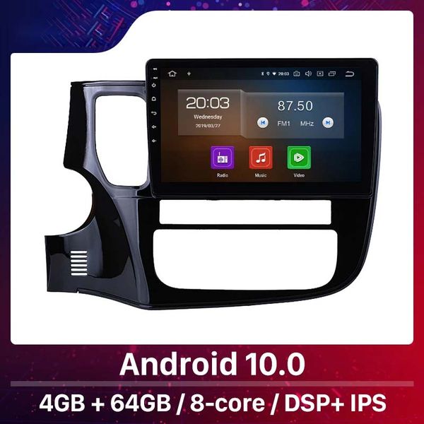 8-core multimedia player android 10.0 carro dvd rádio para 2014-2017 Mitsubishi Outlander GPS cabeça estereofesa unidade 4GB