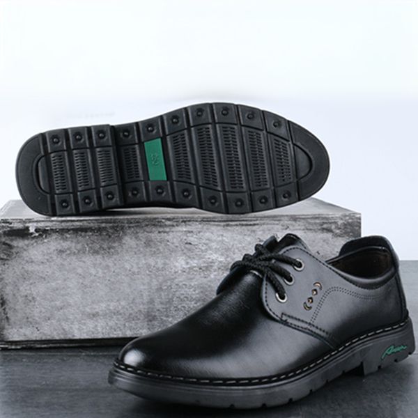

2021 men's leather shoes fashionable busins casual winter black lace up single