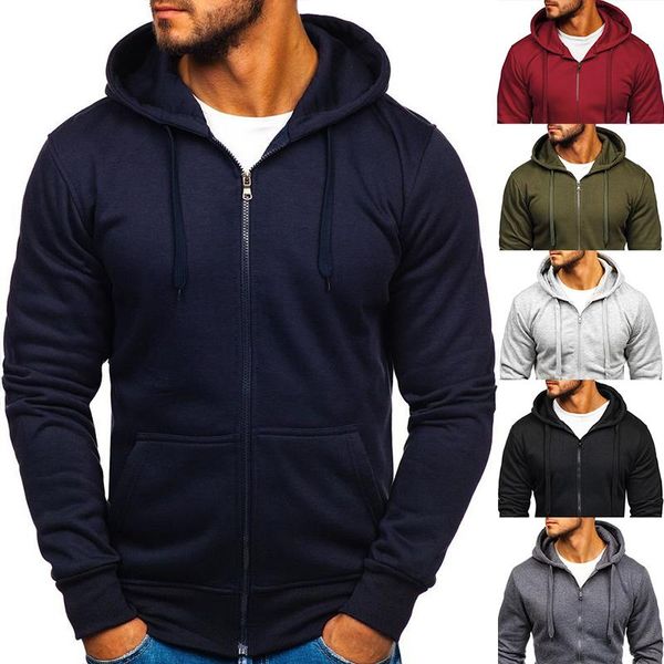 

men's hoodies & sweatshirts fashion men solid color zipper sweatshirt male hoody raglan casual personality tracksuit autumn spring hood, Black