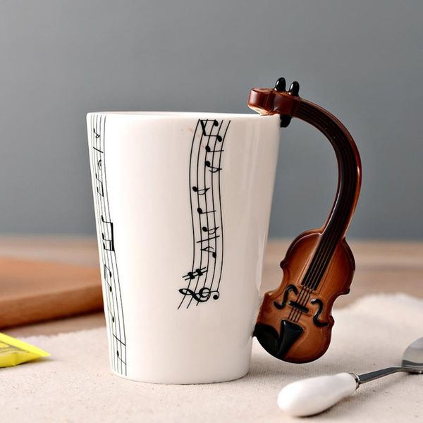 

guitar ceramic mug cup personality music note milk juice mug coffee drinking cup home office drinkware