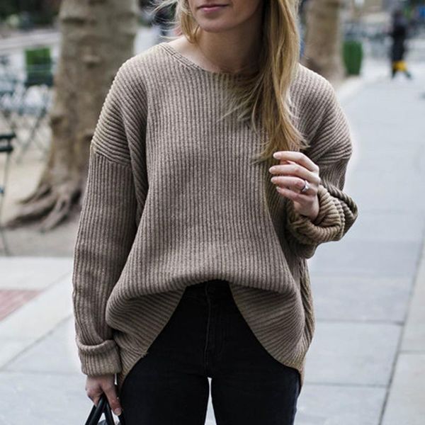 

women's sweaters fashion design women v-neck long sleeve solid color and knitted sweater, White;black