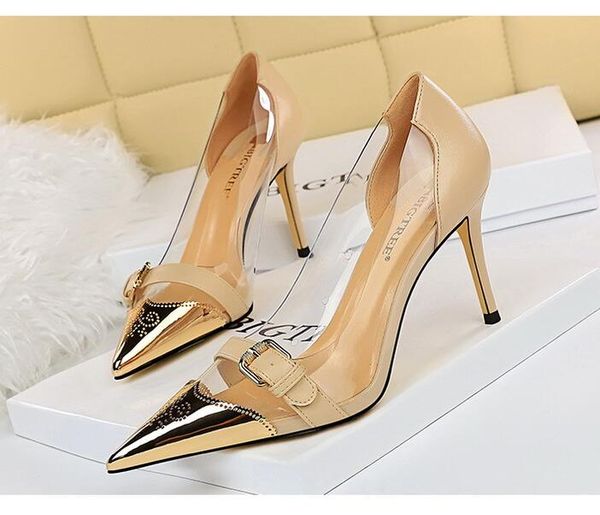 

women's high heels shoes women metal pointed toe pumps design ladies shoes, Black