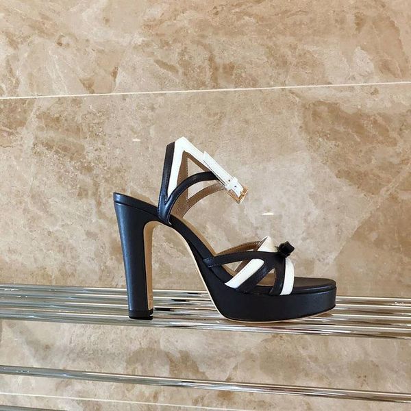 

dress shoes 2021 summer women's leather material super high-heeled original european style baita ladies, Black