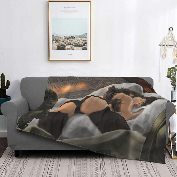 

blankets lara croft sleep blanket flannel summer tomb raider videogame multifunction soft throw for bedding couch throws
