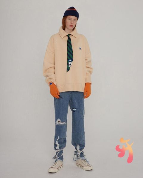 

men's jeans korean ader error high-waisted star same style men women washed hole aedrerror letter printing trousers, Blue
