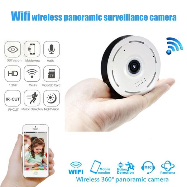 

wireless wifi panoramic security camera 360 degree hd mini ip camera ir night vision detect home baby pet caring