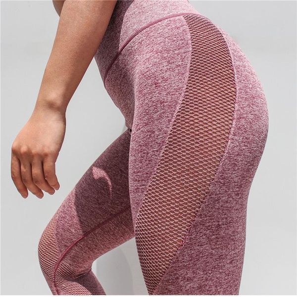 

2021 new mesh stitching slim hip-lifting sports yoga pants high waist full length fitness leggings fitness women, White;red