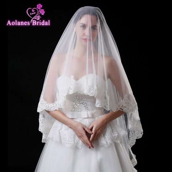 

bridal veils 2021 highest quality 1.5 meters length one layer lace edge long luxury applique wedding veil real po, Black