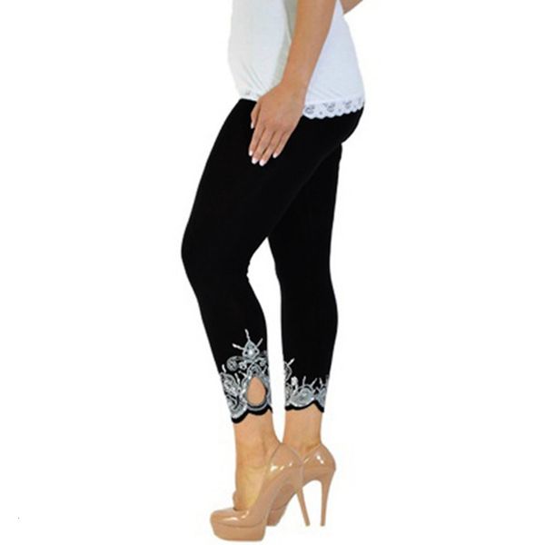 

women's fashion slim slimming printed nine-point leggingssale, Black