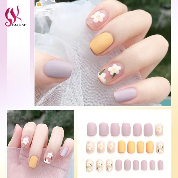 

false nails fake professional short half french full cover fingernail tips diy cute kawaii rainbow style manicure accessories beauty, Red;gold