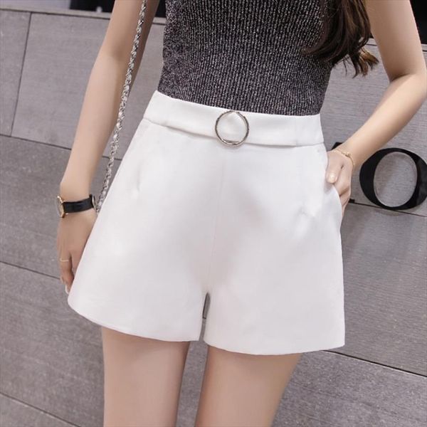 

summer wide leg casual chiffon women shorts trousers slim high waist solid white ladies feminino, White;black