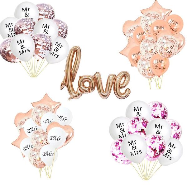 

party decoration mr&mrs wedding confetti balloon set flamingo latex balloons bridal to be valentine's day birthday proposal decor