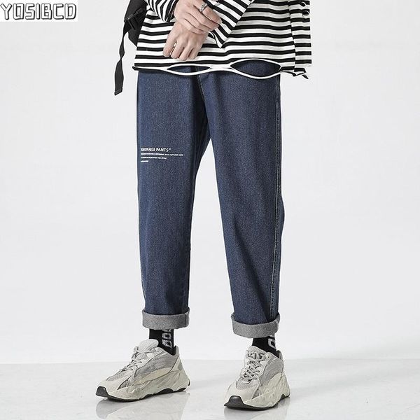

jeans streetwear denim hip hop men blue black autumn stranger straight pant male winter fashion brand loose harem pants