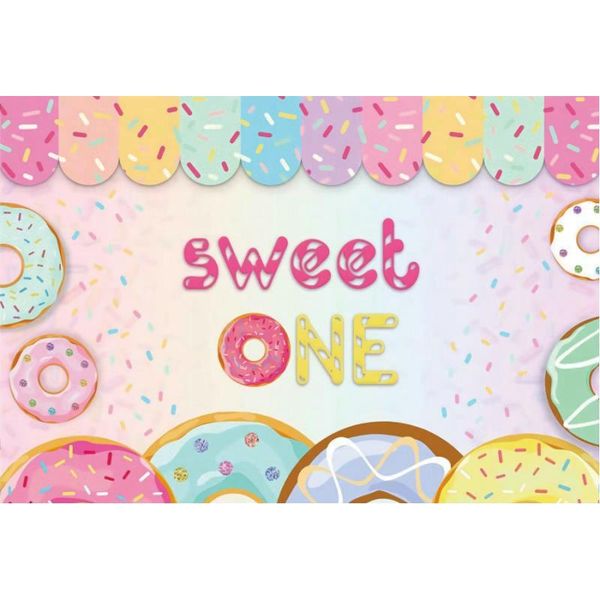 

party decoration sweet one backdrop cartoon colorful donuts pography background born baby shower po booth studio props