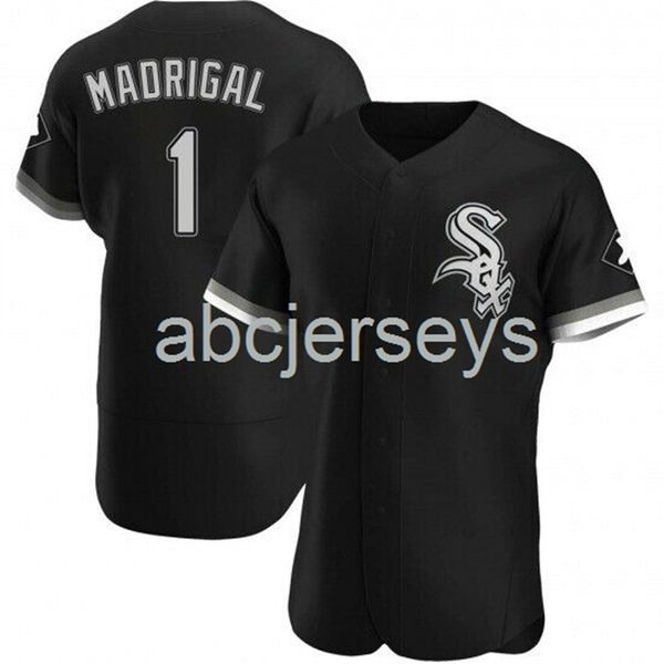 

stitched custom nick madrigal #1 black ver1 baseball jersey xs-6xl