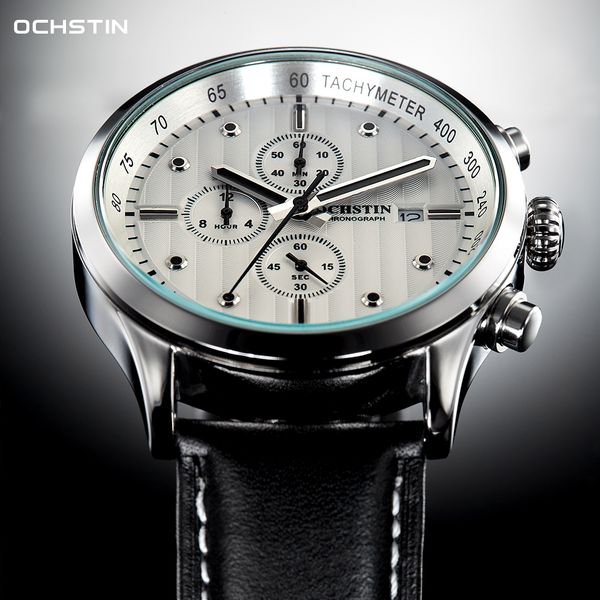 

watches mens 2021 luxury brand ochstin sports waterproof date chronograph quartz wristwatch clockg, Slivery;brown