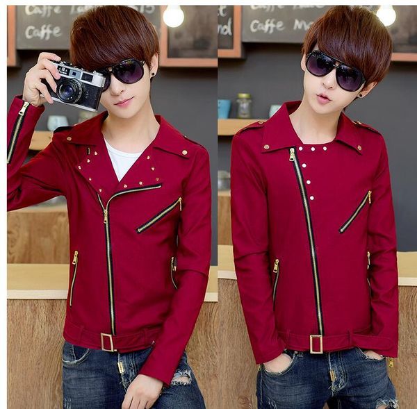 

men's jackets 2021 autumn rivet casual small suit jacket personality slim trendy handsome, Black;brown