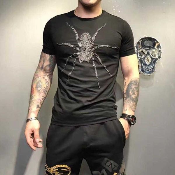 

men's t-shirts t shirts design selling beaded short sleeve men's street casual t-s gufa, White;black