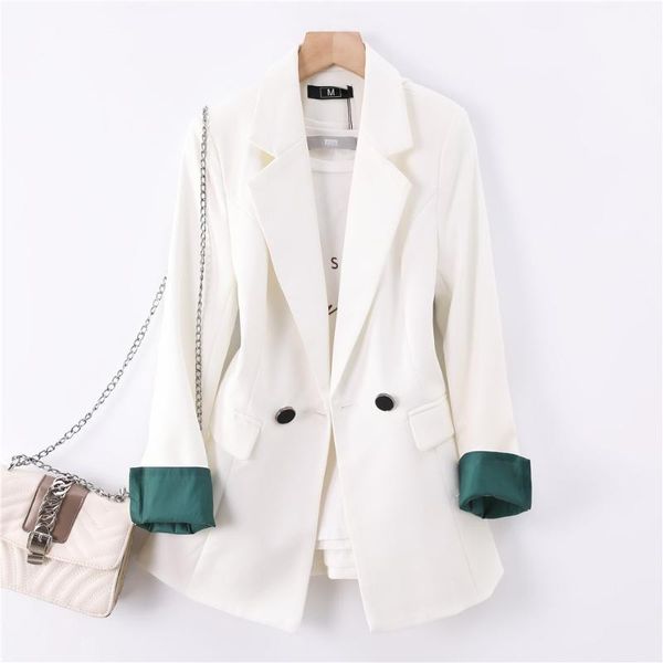 

lauri laki elegant office lady blazer coat women plus size solid formal long sleeve blazer jacket vintage autumn spring, White;black