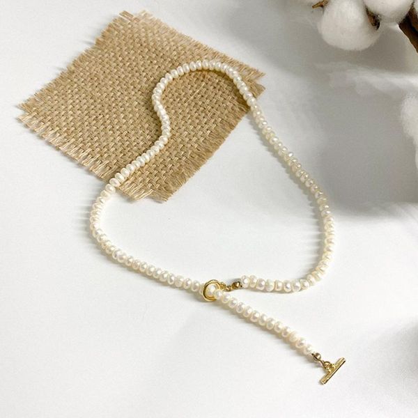 

chokers exquisite natural pearl necklace irregular small pearls blue bead stitching for women daily accessories 2021 jewelry gifts moda, Golden;silver