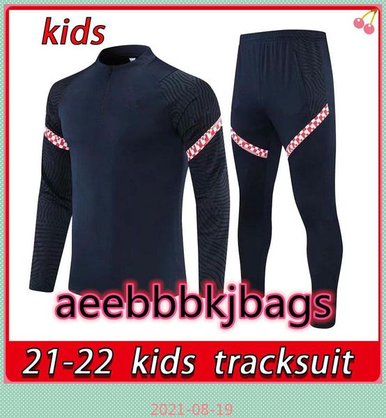 

21 22 kids soccer tracksuit jacket perisic rakitic srna kovacic 2021 child football training suit, Black