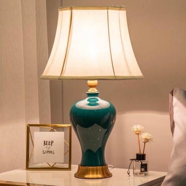 

xiright green vase shape ceramic table lamp for bedroom living room bedside lamp home decor eu plug remote control table