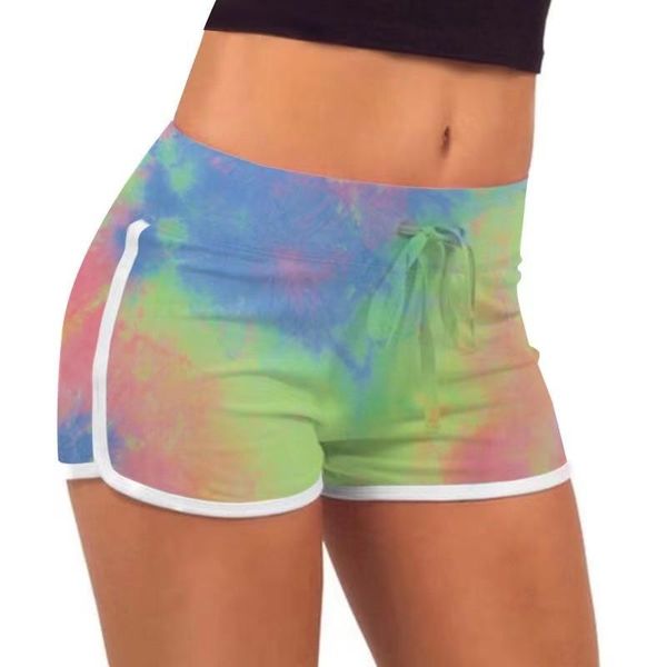 

women's shorts women short pant casual lady all- loose tie dye soft cotton leisure female workout waistband skinny stretch 2021, White;black