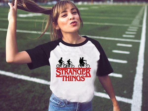 

2021 new summer short sleeve t-shirt stranger things print o-neck couples casual tees harajuku t shirt white women top