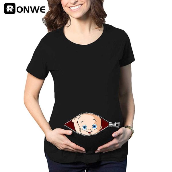 Reißverschluss Baby Loading Frauen Schwanger Lustiges T-Shirt Mädchen Mutterschaft Schwangerschaft Ankündigung Shirt Neue Mutter Kleidung, Drop Ship X0628