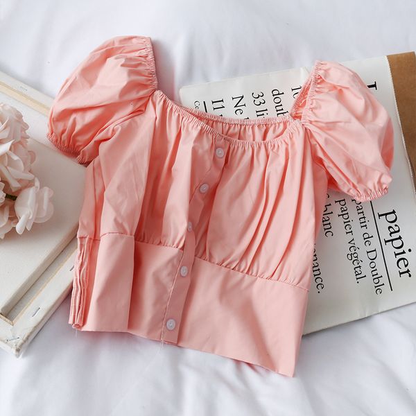 

2021 new shirts slash neck buttoned up casual loose solid ny blouse spring chiffon shirt for women l5pj, White