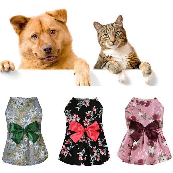

dog apparel cute floral bow dresses pet wedding dress for small dogs summer chihuahua pug clothing puppy