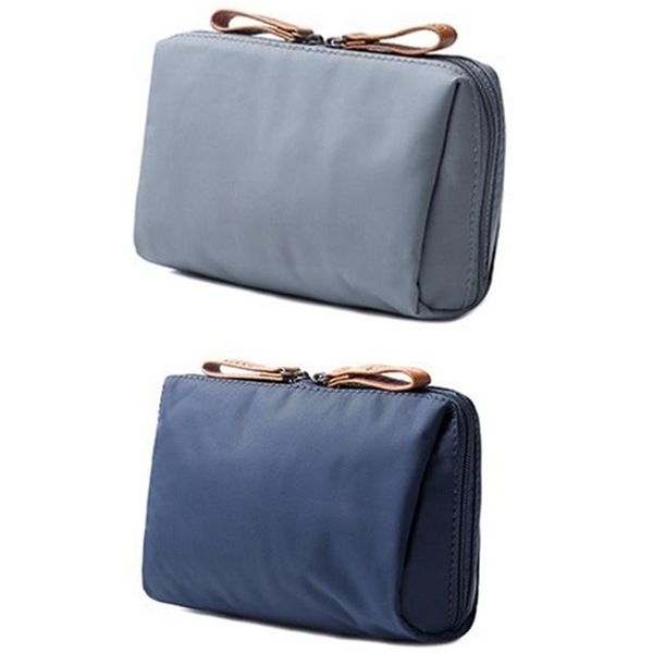 

2x blue/gray solid cosmetic bag korean style women makeup bag pouch toiletry waterproof makeup organizer case