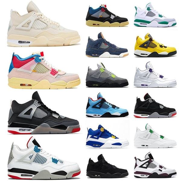 

with box original basketball shoes jumpman 4 men women sail 4s union cactus jack black cat neon sneakers trainers size 36-47