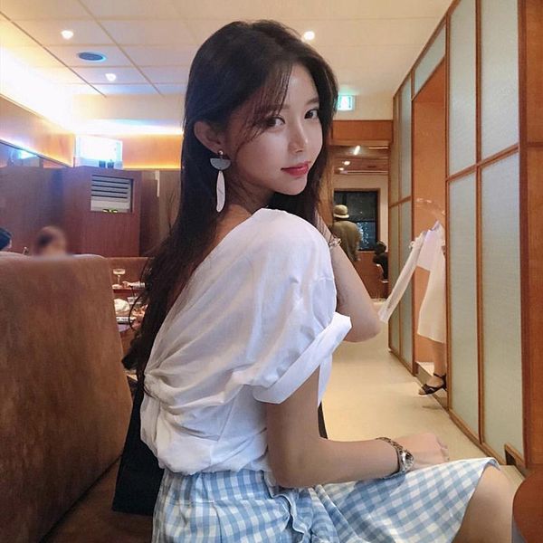 

women's t-shirt thin summer t shirt women elasticity korean style woman clothes slim tshirt female casual short sleeve, White