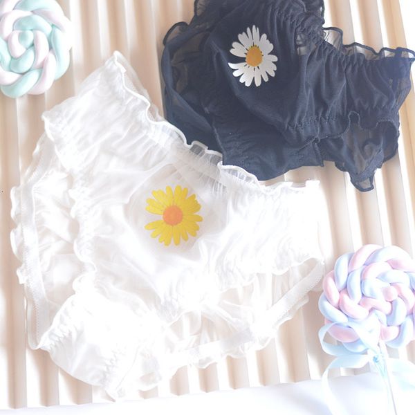 

kawaii daisy women lingerie transparent temptation women underwear japan style female embroidery briefs girls panties, Black;pink